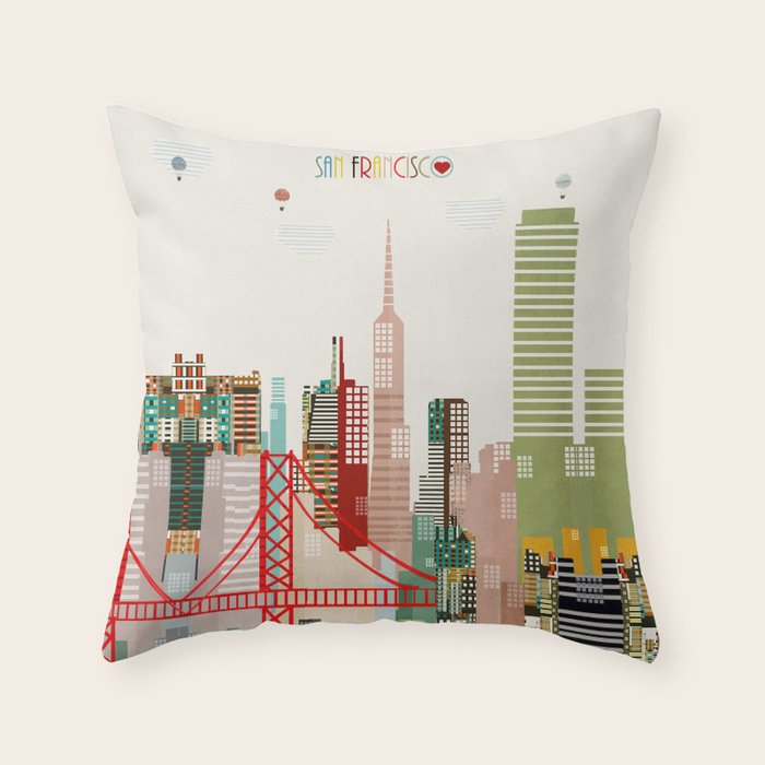 san francisco skyline Throw Pillow Gallery Image 6