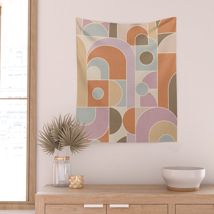 Abstract bauhaus Shapes Wall Tapestry Gallery Image 2