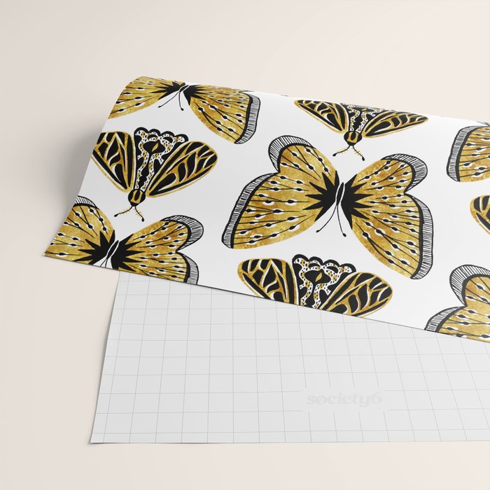 Golden Butterfly & Moth Wrapping Paper Gallery Image 2