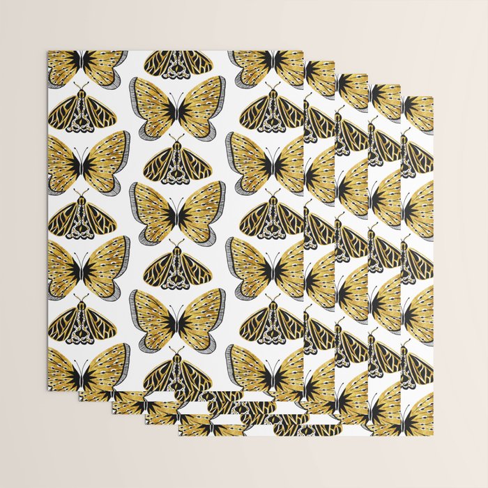 Golden Butterfly & Moth Wrapping Paper Gallery Image 3