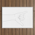 Minimal Line Art Shaka Hand Gesture Outdoor Rug Gallery Image 1