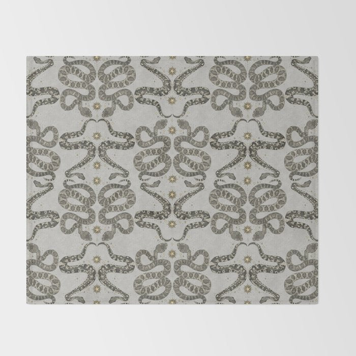 celestial snakes silver Throw Blanket Gallery Image 2