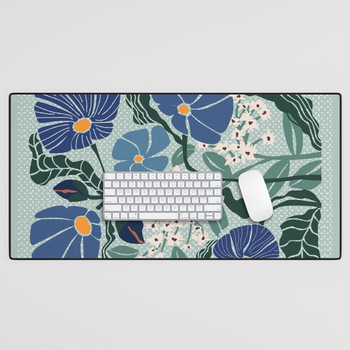 Klimt flowers light blue Desk Mat Gallery Image 1