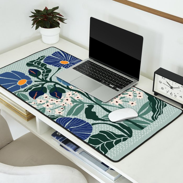 Klimt flowers light blue Desk Mat Gallery Image 2
