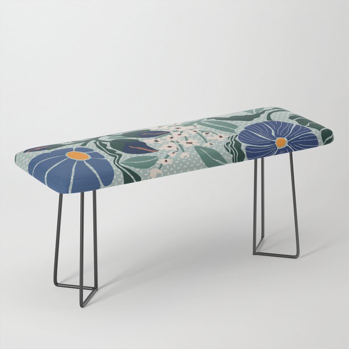 Klimt flowers light blue Bench Gallery Image 1