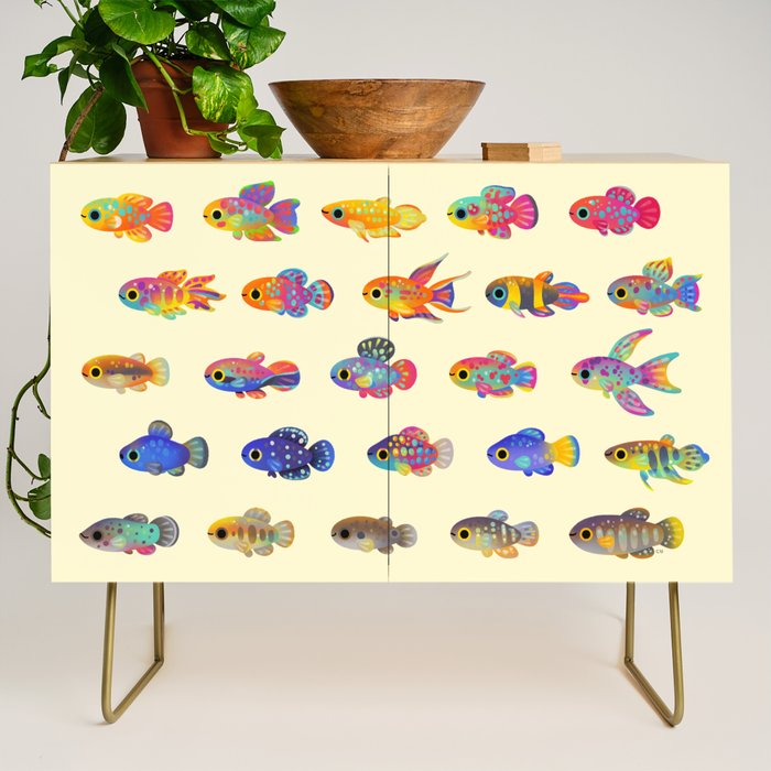 Killifish! - yellow Credenza Gallery Image 1
