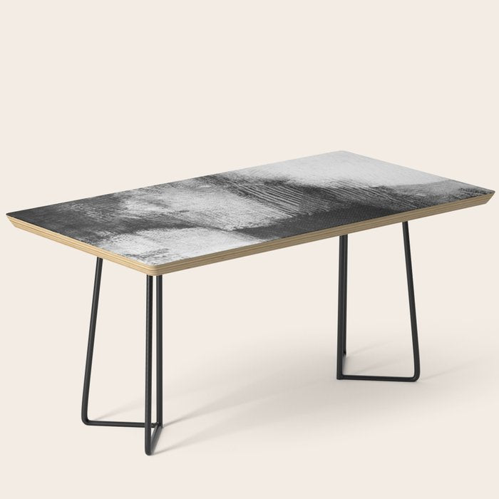 Black and White Textured Abstract Painting "Delve 3" Coffee Table Gallery Image 1