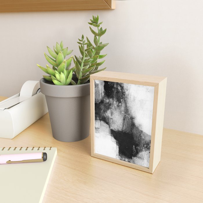 Black and White Textured Abstract Painting "Delve 3" Mini Art Print Gallery Image 2