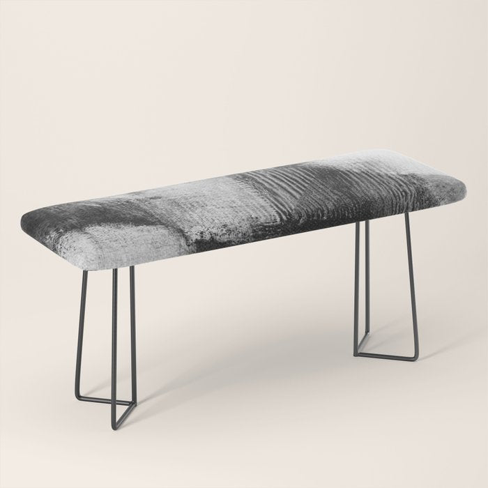 Black and White Textured Abstract Painting "Delve 3" Bench Gallery Image 1