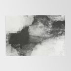 Black and White Textured Abstract Painting "Delve 3" Rug Gallery Image 2