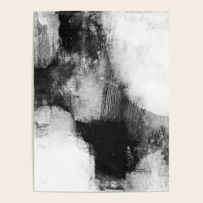 Black and White Textured Abstract Painting "Delve 3" Poster Gallery Image 1