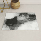 Black and White Textured Abstract Painting "Delve 3" Rug Gallery Image 1