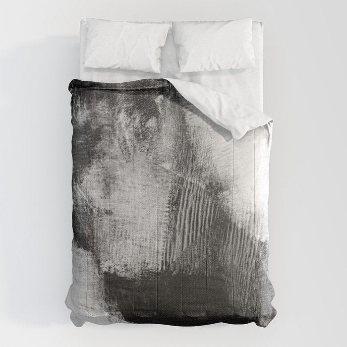 Black and White Textured Abstract Painting "Delve 3" Comforter Gallery Image 6