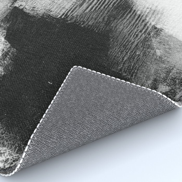 Black and White Textured Abstract Painting "Delve 3" Rug Gallery Image 4