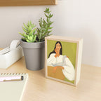 a girl with a basket and a goose Mini Art Print Gallery Image 2