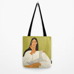 a girl with a basket and a goose Tote Bag Gallery Image 2