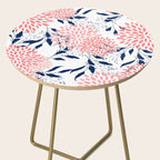 Floral Blooms and Leaves, Navy Blue, Pink and White Side Table Gallery Image 2