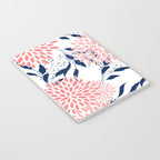 Floral Blooms and Leaves, Navy Blue, Pink and White Notebook Gallery Image 3