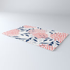 Floral Blooms and Leaves, Navy Blue, Pink and White Rug Gallery Image 3
