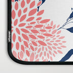 Floral Blooms and Leaves, Navy Blue, Pink and White Laptop Sleeve Gallery Image 3