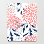 Floral Blooms and Leaves, Navy Blue, Pink and White Notebook Gallery Image 4
