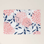Floral Blooms and Leaves, Navy Blue, Pink and White Welcome Mat Gallery Image 1