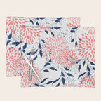 Floral Blooms and Leaves, Navy Blue, Pink and White Placemat Gallery Image 1