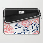 Floral Blooms and Leaves, Navy Blue, Pink and White Laptop Sleeve Gallery Image 2