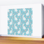 Vintage flower rabbit spring art pattern Wall Mural Gallery Image 2