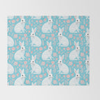 Vintage flower rabbit spring art pattern Throw Blanket Gallery Image 2