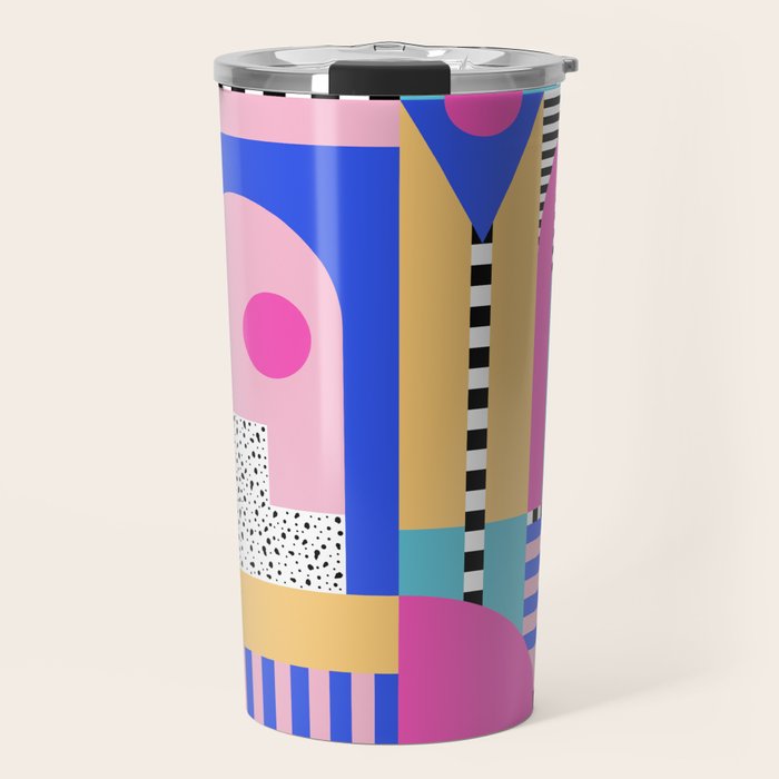 Memphis pattern 96 - 80s / 90s Retro Travel Mug Gallery Image 1