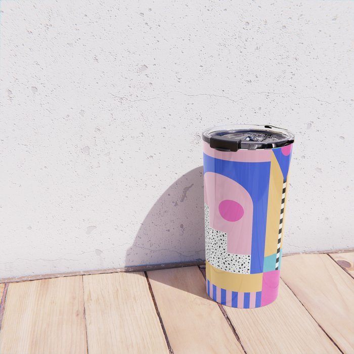 Memphis pattern 96 - 80s / 90s Retro Travel Mug Gallery Image 4