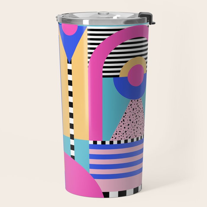 Memphis pattern 96 - 80s / 90s Retro Travel Mug Gallery Image 2
