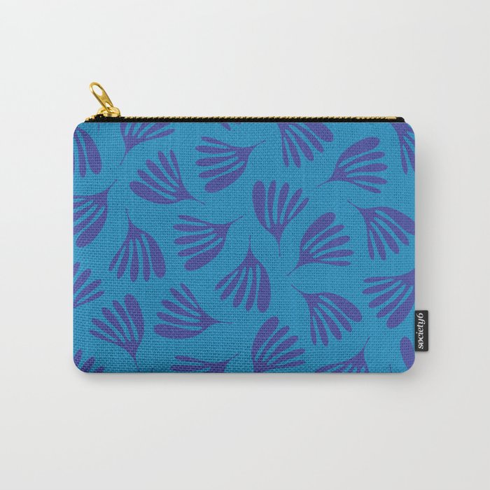 Blue Toned Wispy Leaves Contemporary Abstract Pattern Carry All Pouch Gallery Image 1