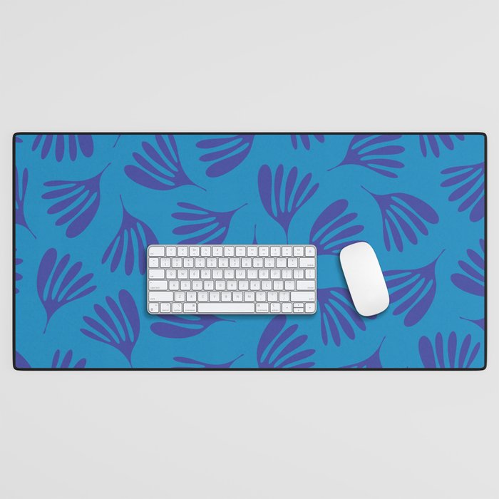 Blue Toned Wispy Leaves Contemporary Abstract Pattern Desk Mat Gallery Image 1