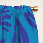 Blue Toned Wispy Leaves Contemporary Abstract Pattern Window Curtain Gallery Image 2