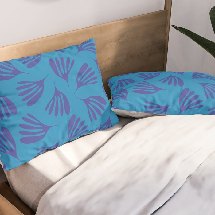 Blue Toned Wispy Leaves Contemporary Abstract Pattern Pillow Sham Gallery Image 2