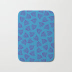 Blue Toned Wispy Leaves Contemporary Abstract Pattern Bath Mat Gallery Image 1