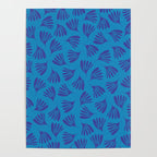 Blue Toned Wispy Leaves Contemporary Abstract Pattern Poster Gallery Image 4