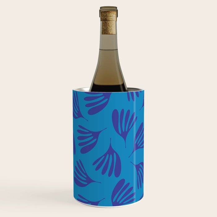 Blue Toned Wispy Leaves Contemporary Abstract Pattern Wine Chiller Gallery Image 1