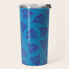 Blue Toned Wispy Leaves Contemporary Abstract Pattern Travel Mug Gallery Image 2