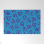 Blue Toned Wispy Leaves Contemporary Abstract Pattern Welcome Mat Gallery Image 1