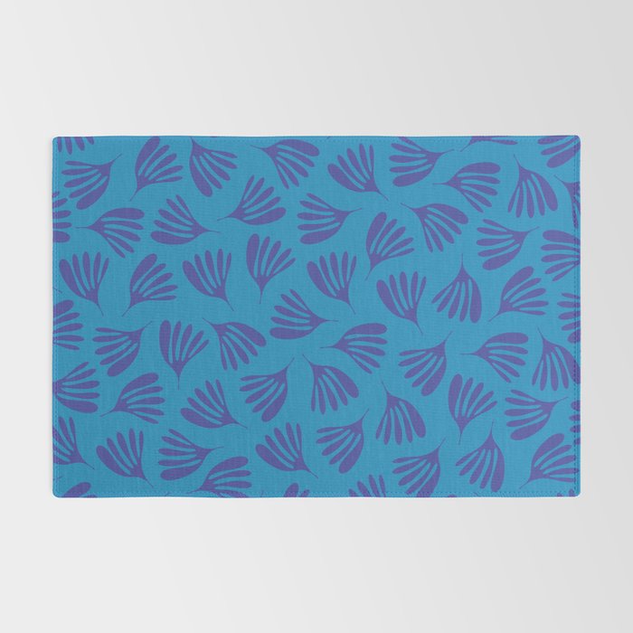 Blue Toned Wispy Leaves Contemporary Abstract Pattern Rug Gallery Image 2