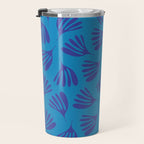 Blue Toned Wispy Leaves Contemporary Abstract Pattern Travel Mug Gallery Image 3