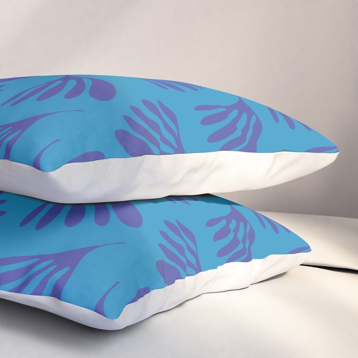 Blue Toned Wispy Leaves Contemporary Abstract Pattern Pillow Sham Gallery Image 3