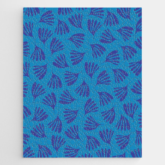 Blue Toned Wispy Leaves Contemporary Abstract Pattern Jigsaw Puzzle Gallery Image 1