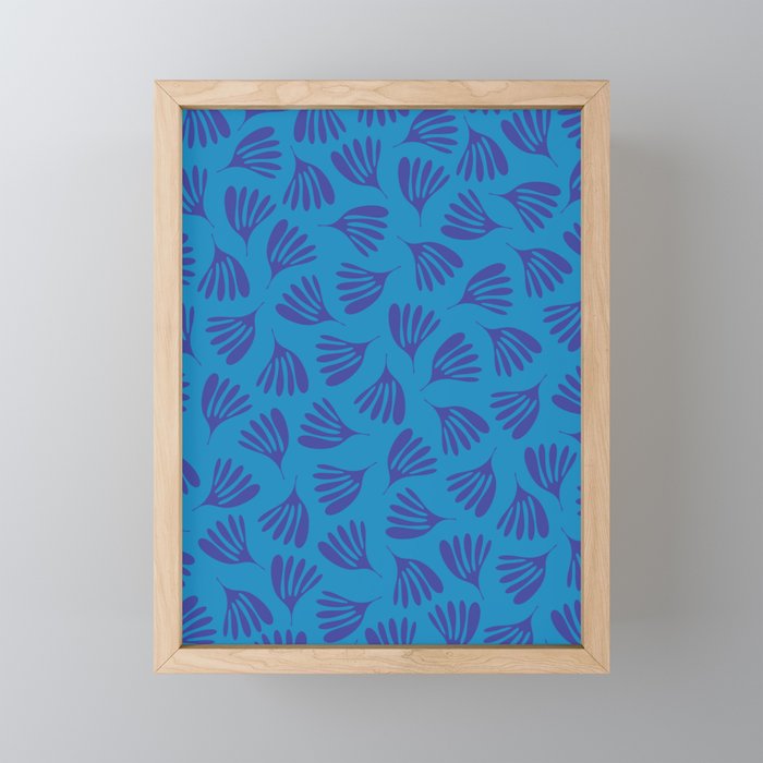 Blue Toned Wispy Leaves Contemporary Abstract Pattern Mini Art Print Gallery Image 1