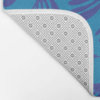 Blue Toned Wispy Leaves Contemporary Abstract Pattern Bath Mat Gallery Image 2
