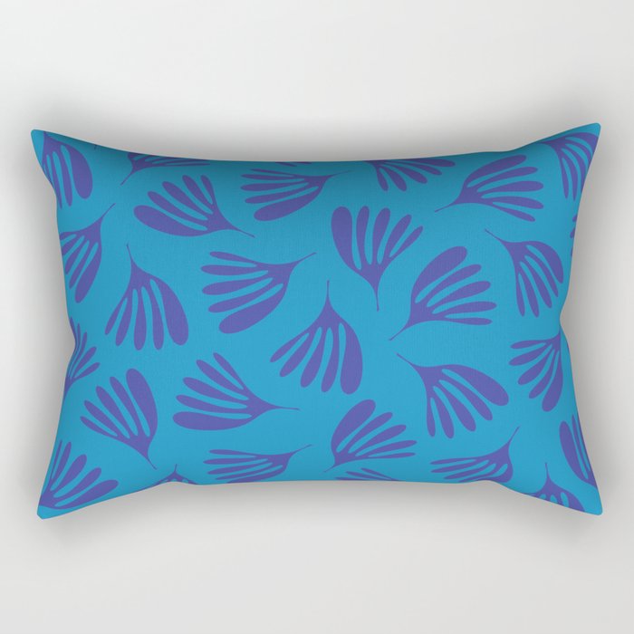 Blue Toned Wispy Leaves Contemporary Abstract Pattern Rectangular Pillow Gallery Image 2