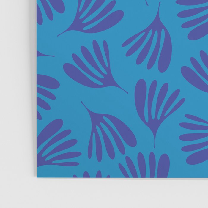 Blue Toned Wispy Leaves Contemporary Abstract Pattern Poster Gallery Image 3